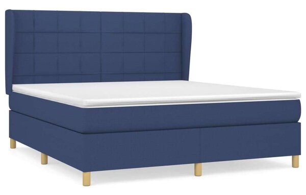 VidaXL kék szövet rugós ágy matraccal 160 x 200 cm