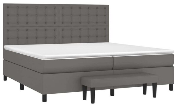 VidaXL szürke műbőr rugós ágy matraccal 200 x 200 cm