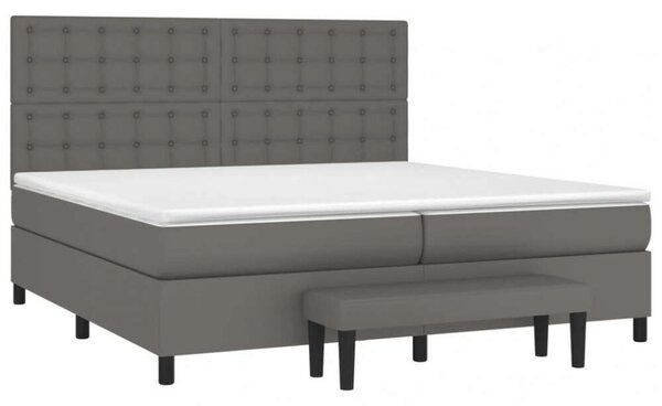 VidaXL szürke műbőr rugós ágy matraccal 200 x 200 cm