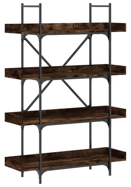 4 szintes füstös tölgy szerelt fa könyvespolc 100x33x145,5 cm
