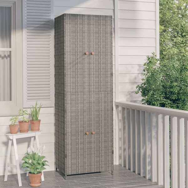 VidaXL szürke polyrattan kerti tárolószekrény 59 x 40 x 180 cm