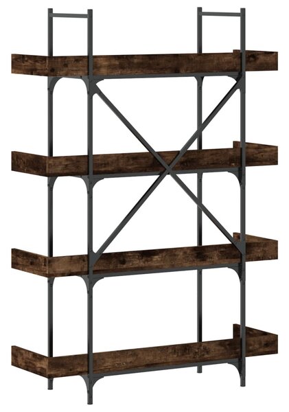 4 szintes füstös tölgy szerelt fa könyvespolc 100x33x145,5 cm