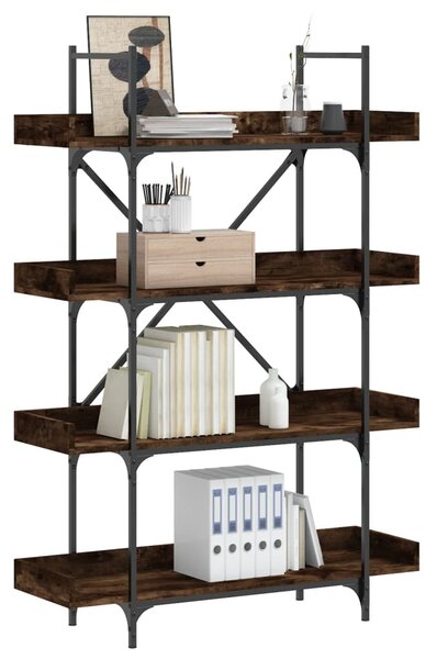 4 szintes füstös tölgy szerelt fa könyvespolc 100x33x145,5 cm