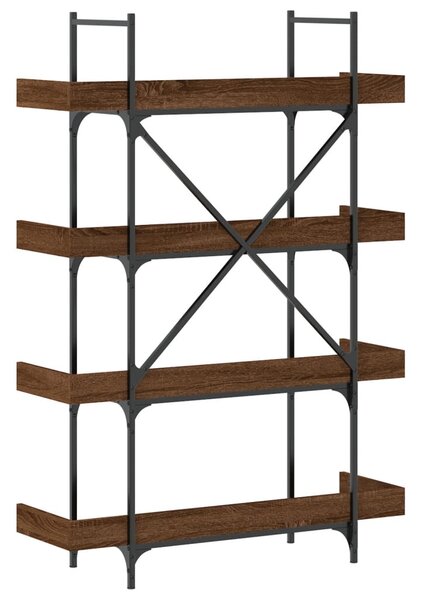 4-szintes barna tölgy szerelt fa könyvespolc 100x33x145,5 cm