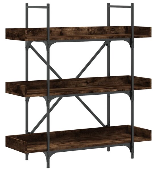 3-szintes füstös tölgy szerelt fa könyvespolc 100x33x108,5 cm