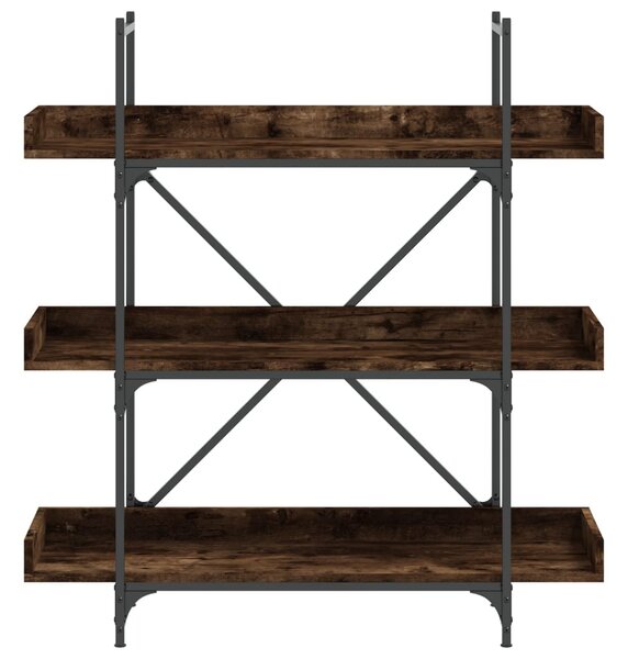 3-szintes füstös tölgy szerelt fa könyvespolc 100x33x108,5 cm
