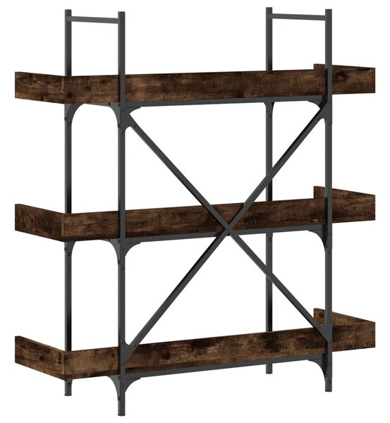 3-szintes füstös tölgy szerelt fa könyvespolc 100x33x108,5 cm