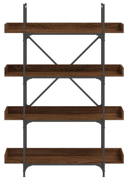 4-szintes barna tölgy szerelt fa könyvespolc 100x33x145,5 cm