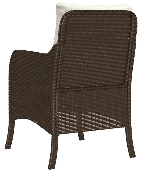 2 db barna polyrattan kerti szék párnával