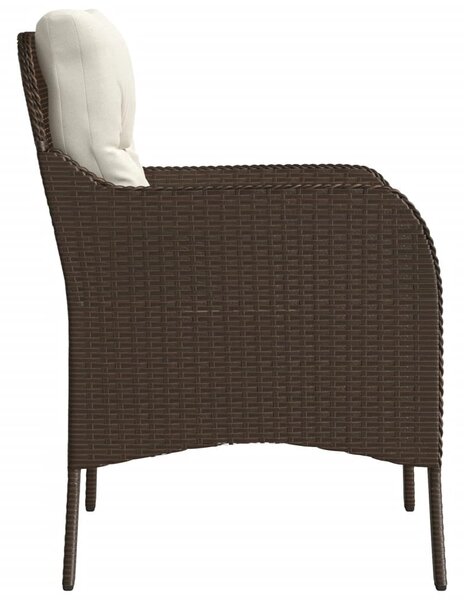 2 db barna polyrattan kerti szék párnával