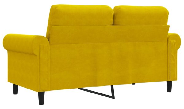 Kétszemélyes sárga bársony kanapé 120 cm