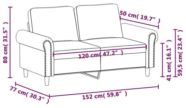 Kétszemélyes sárga bársony kanapé 120 cm