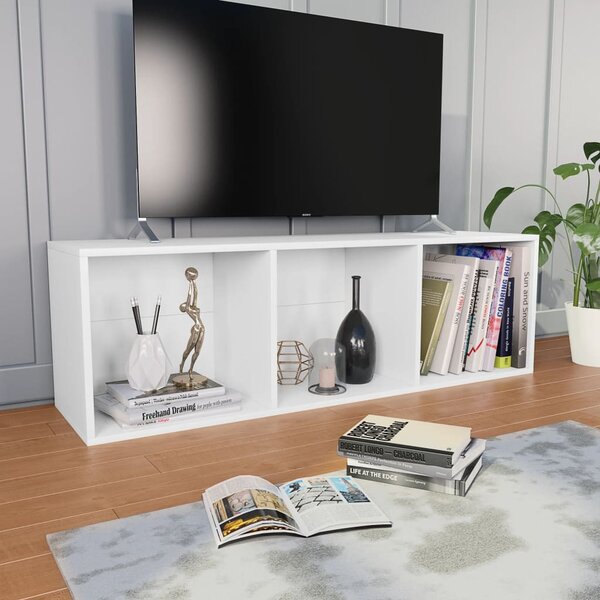 Fehér szerelt fa könyv-/TV-szekrény 36 x 30 x 114 cm