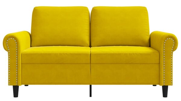 Kétszemélyes sárga bársony kanapé 120 cm