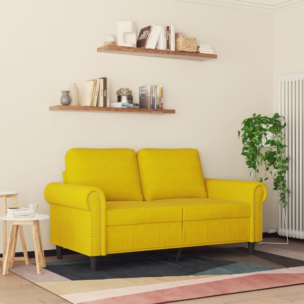 Kétszemélyes sárga bársony kanapé 120 cm