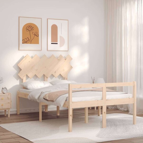 VidaXL Fenyőfa Ágykeret - Small Double - Fejtámlával