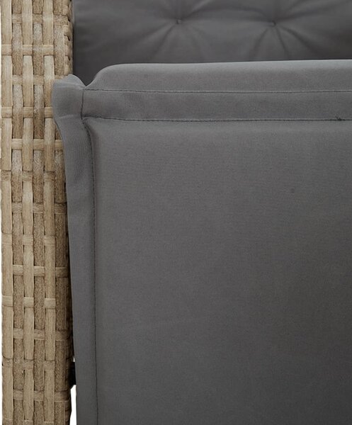 Vegyes bézs polyrattan dönthető kerti szék lábtartóval