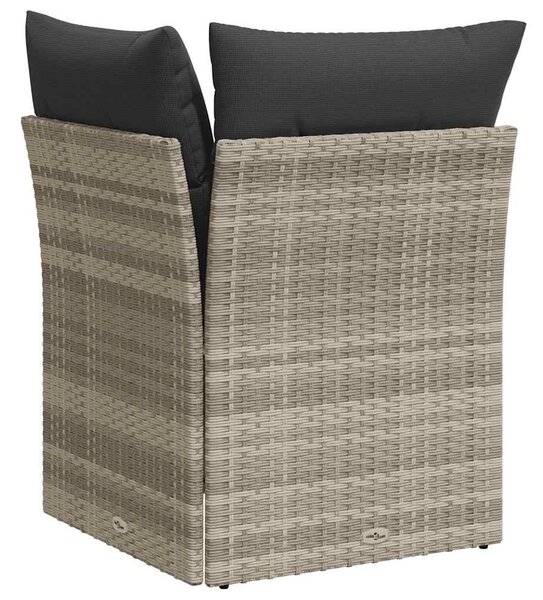Világosszürke polyrattan kerti sarokkanapé párnával