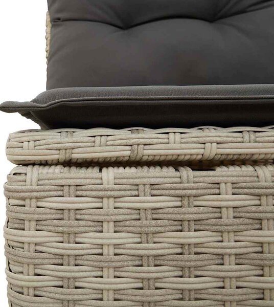6 részes világosszürke polyrattan kerti ülőgarnitúra párnákkal