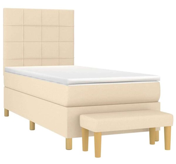 VidaXL krémszínű szövet rugós ágy matraccal 90 x 190 cm