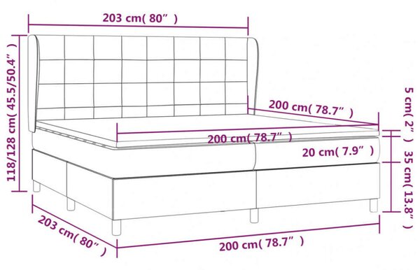 VidaXL Krémszínű Szövet Ágy Matraccal - 200x200 cm
