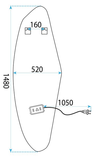 LED Tükör 150x52cm YH-3358