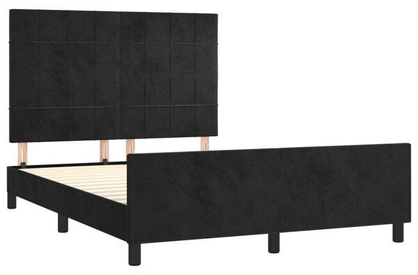 VidaXL Fekete Bársony Ágykeret - 140x200 cm