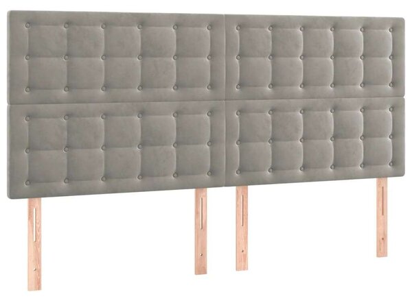 Bársony Ágy Matraccal - 200x200 cm - Világosszürke