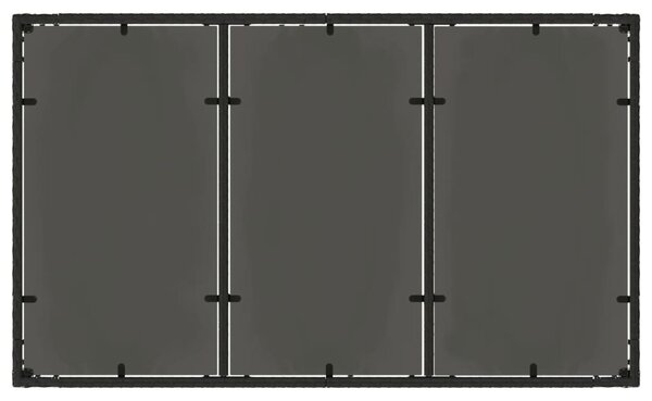 Fekete polyrattan üveglapos kerti asztal 150 x 90 x 75 cm