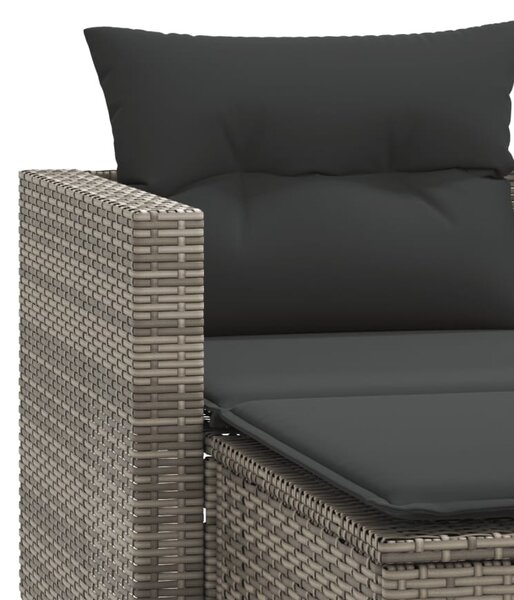 2 személyes szürke polyrattan kerti kanapé zsámolyokkal