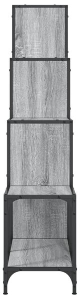Szürke sonoma szerelt fa és fém könyvszekrény 122 x 30 x 132 cm