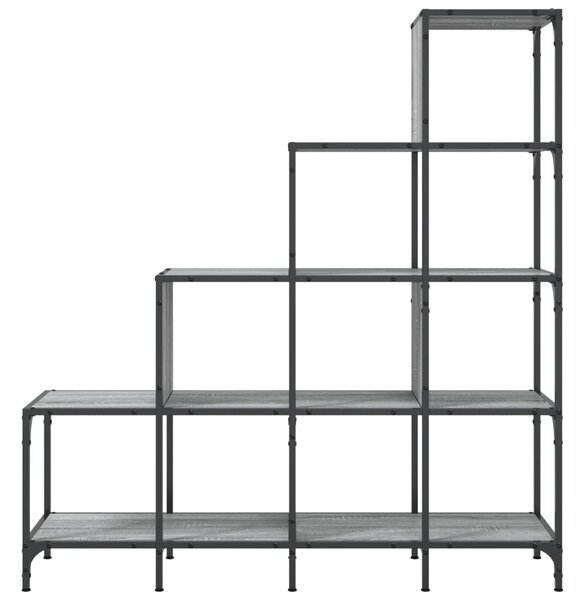 Szürke sonoma szerelt fa és fém könyvszekrény 122 x 30 x 132 cm