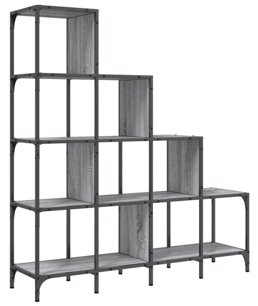 Szürke sonoma szerelt fa és fém könyvszekrény 122 x 30 x 132 cm
