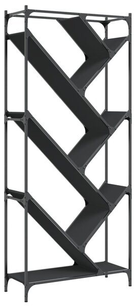 Fekete szerelt fa és fém könyvszekrény 79 x 30 x 180 cm