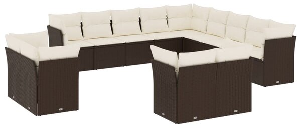 13 részes barna polyrattan kerti ülőgarnitúra párnákkal