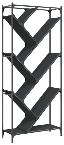 Fekete szerelt fa és fém könyvszekrény 79 x 30 x 180 cm