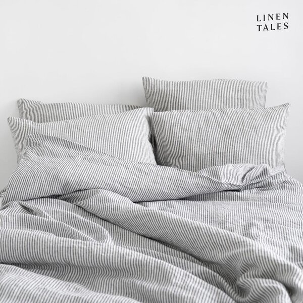 Fekete-fehér egyszemélyes len ágyneműhuzat 140x200 cm – Linen Tales