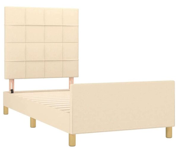 VidaXL Krémszínű Ágykeret Fejtámlával - 90x200 cm