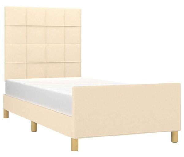 VidaXL Krémszínű Ágykeret Fejtámlával - 90x200 cm