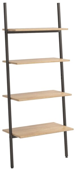 4 szintes világosbarna és fekete létrapolc 64 x 34 x 150,5 cm