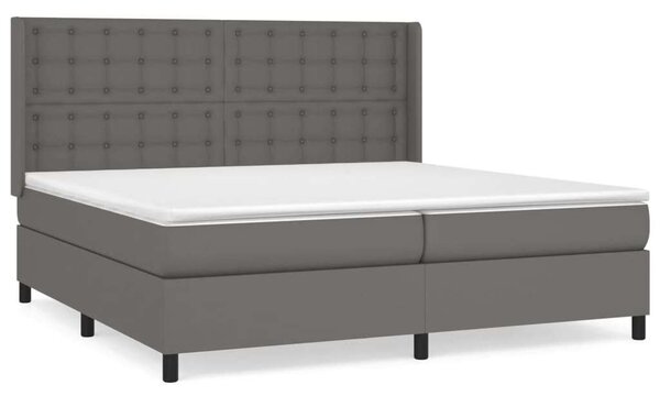 VidaXL szürke műbőr rugós ágy matraccal 200 x 200 cm