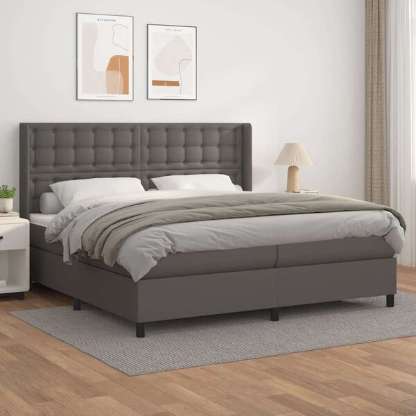 VidaXL szürke műbőr rugós ágy matraccal 200 x 200 cm