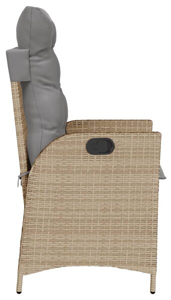 Vegyes bézs polyrattan dönthető kerti szék párnákkal