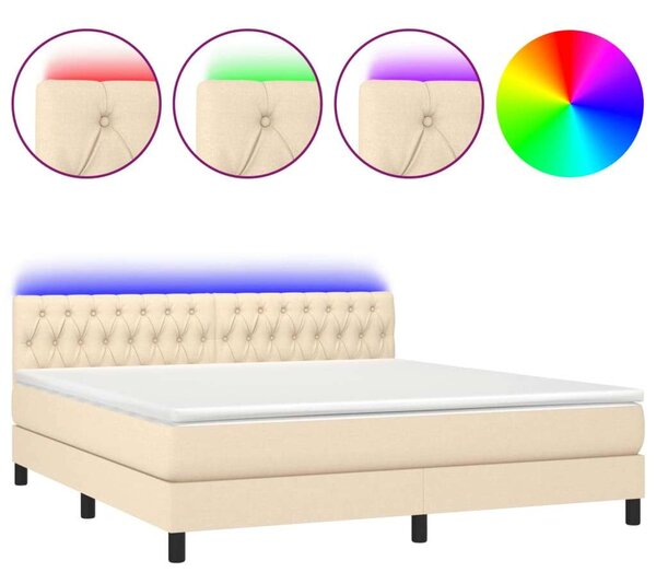 VidaXL Krémszínű Ágy LED-del - 160x200 cm