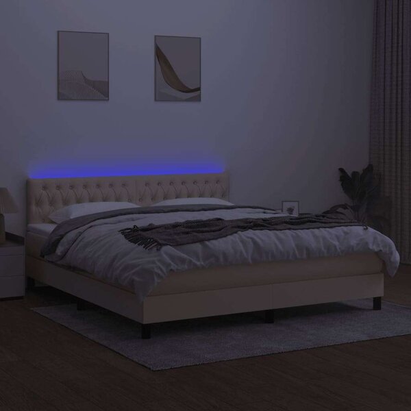 VidaXL Krémszínű Ágy LED-del - 160x200 cm