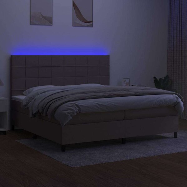VidaXL Ágy - Barna Szövet - 200x200 cm - LED-es