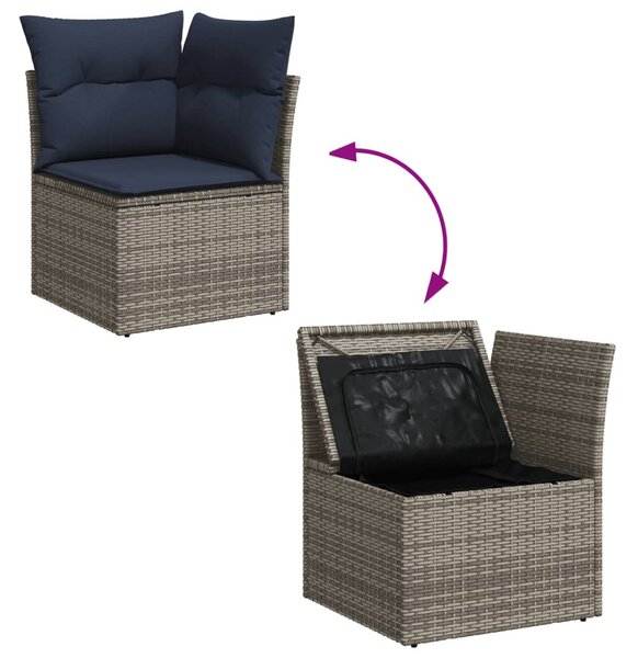 10 részes szürke polyrattan kerti ülőgarnitúra párnával
