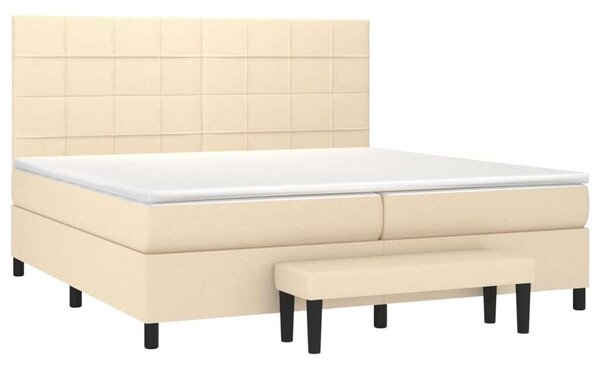 VidaXL Krémszínű Ágy 200x200 cm - Zsebrugós Matraccal és Lábtartóval