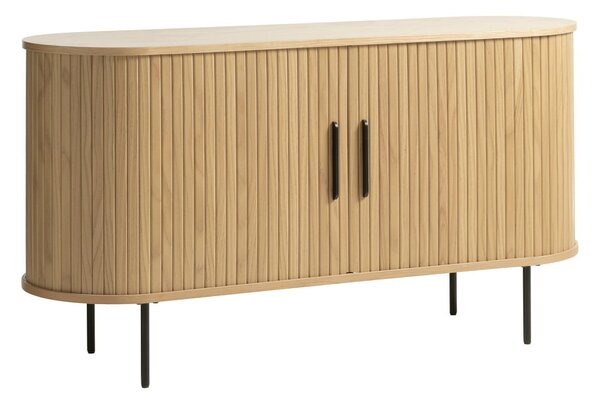 Natúr színű alacsony komód tolóajtóval, tölgyfa dekorral 140x76 cm Nola – Unique Furniture