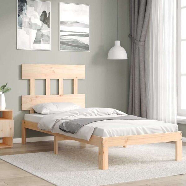 VidaXL tömör fa ágykeret fejtámlával 90 x 200 cm